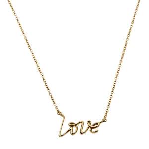 Pre Owned Tiffany & Co. Paloma's Graffiti Love 18K Yellow Gold Pendant Necklace
