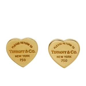 Pre Owned Tiffany & Co. Return to Tiffany®  18K Yellow Gold Gold Heart Tag Mini Stud Earrings 