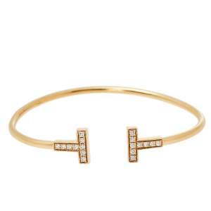 Pre Owned Tiffany & Co. Tiffany T Wire Diamond 18K Rose Gold Bracelet