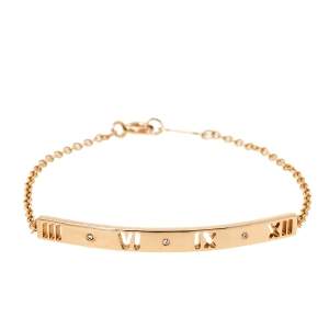 Pre Owned Tiffany & Co. Atlas Pierced Diamond 18K Rose Gold Bracelet