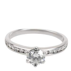 Pre Owned Tiffany & Co. Channel Diamond Engagement Platinum Ring Size EU 54.5