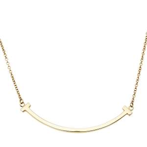 Pre Owned Tiffany & Co. T Smile 18K Yellow Gold Pendant Necklace 
