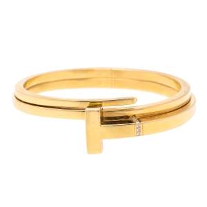 Tiffany & Co. T Square Diamond 18K Yellow Gold Wrap Cuff Bracelet