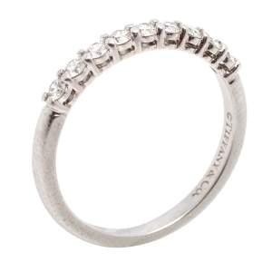 Pre Owned Tiffany & Co. Diamond Platinum Half Eternity Band Ring Size 51