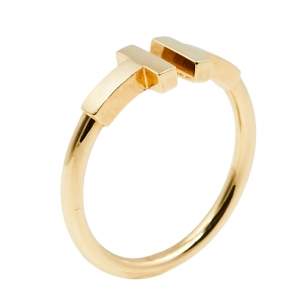 Pre Owned Tiffany & Co. T Wire 18K Yellow Gold Band Ring 49