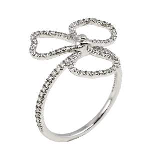 Pre Owned Tiffany & Co. Tiffany Paper Flowers Diamond Open Flower Platinum Ring 52 