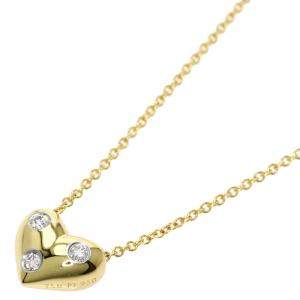 Pre Owned Tiffany & Co. Dots Heart 18K Yellow Gold Platinum Diamond Necklace
