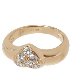 Tiffany & Co. Diamond Heart 18K Yellow Gold Ring Size EU 47