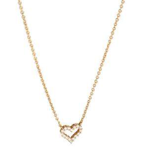 Tiffany & Co. Extra Mini Heart Pendant 18K Yellow Gold Diamond Necklace 