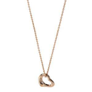 Pre Owned Tiffany & Co. Elsa Peretti Open Heart 18K Rose Gold Diamond Necklace