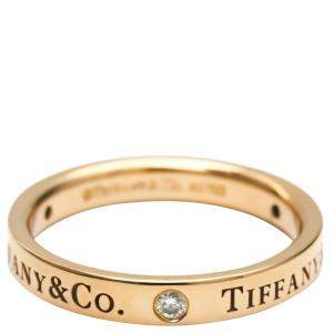 Pre Owned Tiffany & Co. Flat Band 18K Rose Gold Diamond Ring EU 53