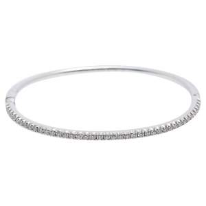 Pre Owned  Tiffany & Co. Tiffany Metro Diamond 18k White Gold Hinged Bangle Bracelet 