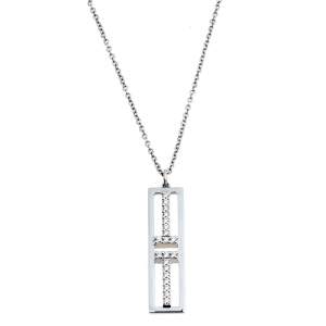 Tiffany & Co.Tiffany T Open Vertical Diamond Bar Pendant Necklace