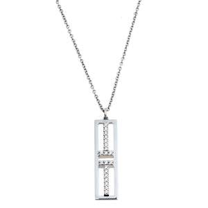 Pre Owned Tiffany & Co.Tiffany T Open Vertical Diamond Bar Pendant Necklace