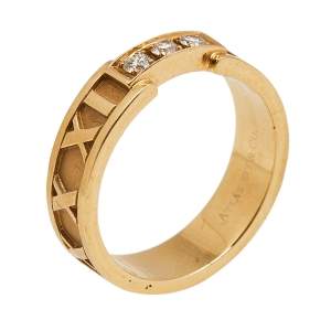 Tiffany & Co. Atlas 3 Diamonds 18K Rose Gold Band Ring Size 54