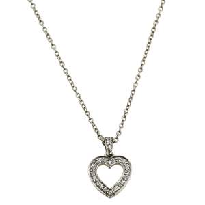 Pre Owned Tiffany & Co. Diamond Heart Platinum Pendant Necklace 