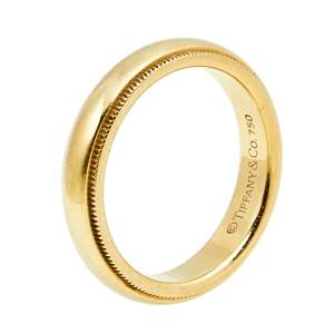 Pre Owned Tiffany & Co. Tiffany Classic Milgrain 18k Yellow Gold Wedding Band Ring Size 51