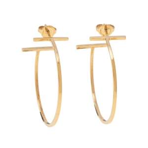 Pre Owned Tiffany & Co. Tiffany T 18k Yellow Gold Hoop Earrings