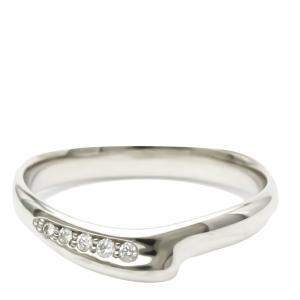 Pre Owned Tiffany & Co. Elsa Peretti Open Heart Platinum Diamond Ring EU 54.5