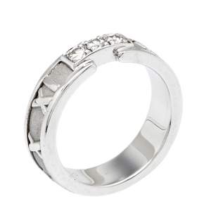 Pre Owned Tiffany & Co. Atlas Diamond 18k White Gold Band Ring Size 52