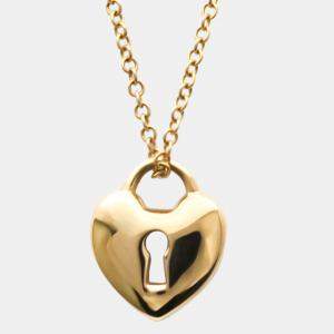 Pre Owned Tiffany Heart Lock Mini 18K Rose Gold Necklace 