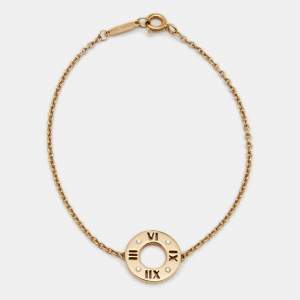 Pre Owned Tiffany & Co. Atlas Diamond Pierced 18k Yellow Gold Station bracelet