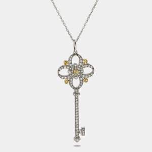 Pre Owned Tiffany & Co. Tiffany Keys Diamond Hue Diamond 18k Yellow Gold Platinum Pendant Necklace