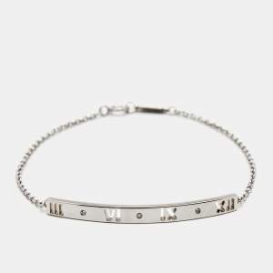 Pre Owned Tiffany & Co. Atlas Pierced Diamond 18K White Gold Bracelet