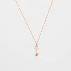 Tiffany & Co. Mini Oval Key 18k Rose Gold Pendant Necklace