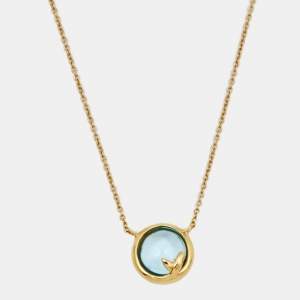 Tiffany & Co. Paloma Picasso Olive Leaf Blue Topaz 18K Yellow Gold Necklace