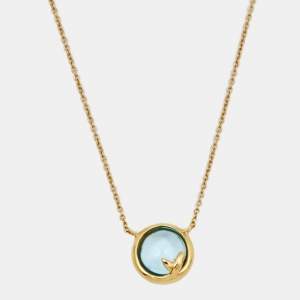 Pre Owned Tiffany & Co. Paloma Picasso Olive Leaf Blue Topaz 18K Yellow Gold Necklace