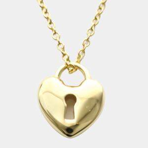 Pre Owned Tiffany & Co. 18K Yellow Gold Heart Lock Pendant Necklace