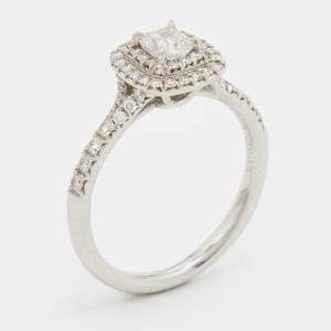 Tiffany & Co. Soleste® Cushion Cut Double Halo Diamond Platinum Engagement Ring Size 51