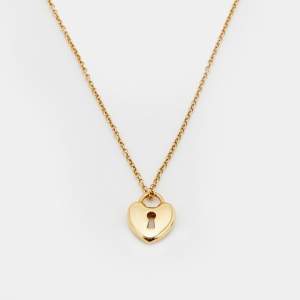 Pre Owned Tiffany & Co. Heart Lock 18k Yellow Gold Pendant Necklace