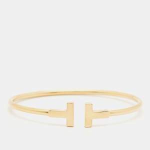Pre Owned Tiffany & Co. T Wire 18k Yellow Gold Bracelet S