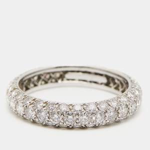 Pre Owned Tiffany & Co. Etoile 3 Row Diamond Paved Platinum Ring Size 54