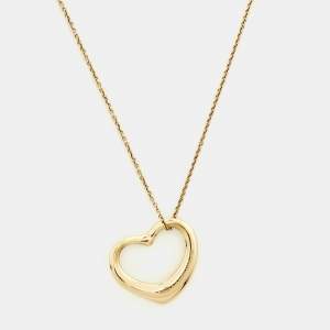 Tiffany & Co. Elsa Peretti Open Heart 18k Yellow Gold Pendant Necklace