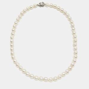 Tiffany & Co. Signature X Cultured Pearl 18k White Gold Necklace