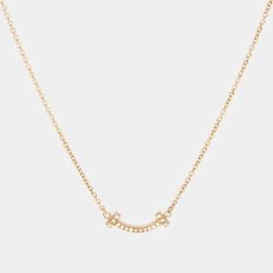 Pre Owned Tiffany & Co. T Smile Diamonds 18k Rose Gold Mini Model Necklace