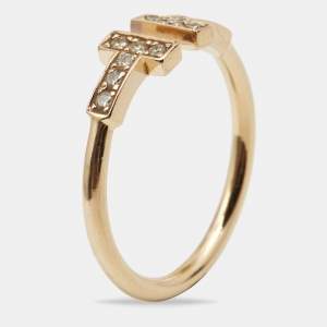 Tiffany & Co. Tiffany T Wire Diamond 18k Rose Gold Ring Size 53