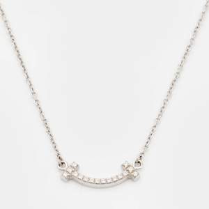 Tiffany & Co. Tiffany T Smile Mini Diamond 18K White Gold Necklace