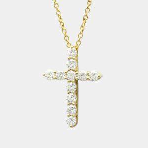 Pre Owned Tiffany & Co. Cross 18K Yellow Gold Diamond Necklace