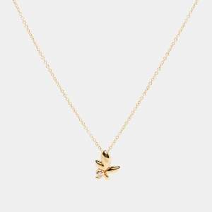 Tiffany & Co. Paloma Picasso Olive Leaf Diamond 18k Yellow Gold Pendant Necklace