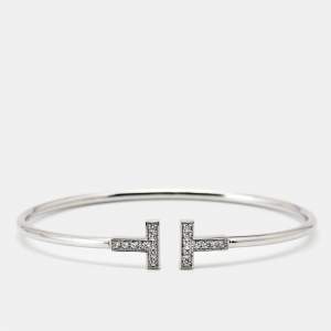 Tiffany & Co. T Wire Diamonds 18k White Gold Bracelet