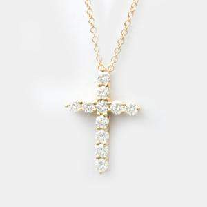 Tiffany & Co. Small Cross 18K Rose Gold Diamond Necklace
