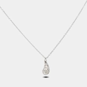 Tiffany & Co. Elsa Peretti Teardrop Diamond Platinum Pendant Necklace