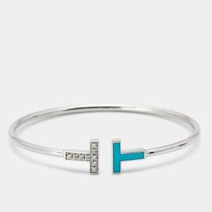 Tiffany & Co. Twire Turquoise Diamonds 18k White Gold Bracelet 