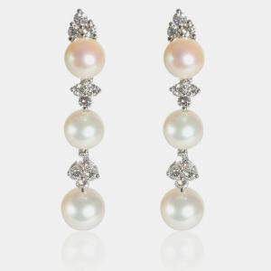 Tiffany & Co. Aria Pearl Earrings with Jackets in Platinum 0.62 CTW