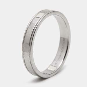 Pre Owned Tiffany & Co. Together Double Milgrain Platinum Band Ring Size 62