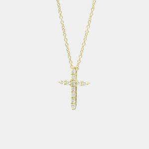 TIFFANY & CO. 18K Diamond Cross Pendant Necklace